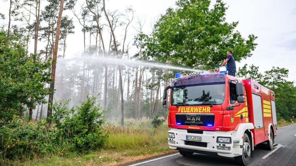 Feuer im Norden Sachsens: Waldbrand Gohrischheide: Regen unterstützt Löscharbeiten