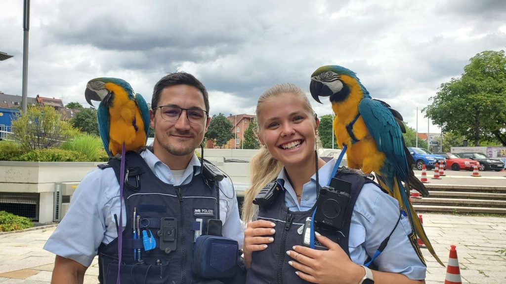 Polizei: Polizisten spielen Papageien-Sitter