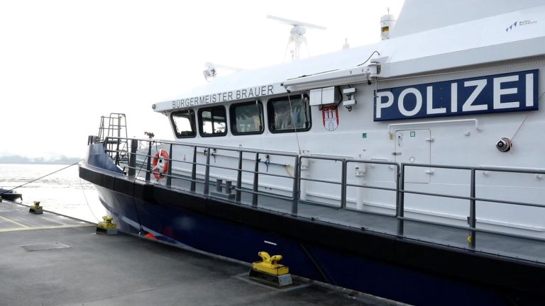 Kollision im Hafen: Barkasse rammt Containerschiff: Zwei Menschen verletzt
